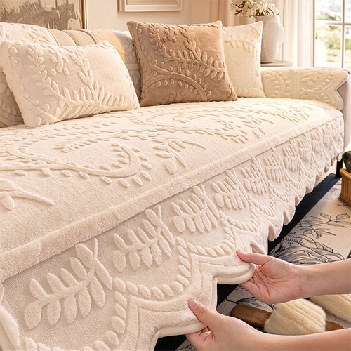 Thick plush sofa cover - sofa,