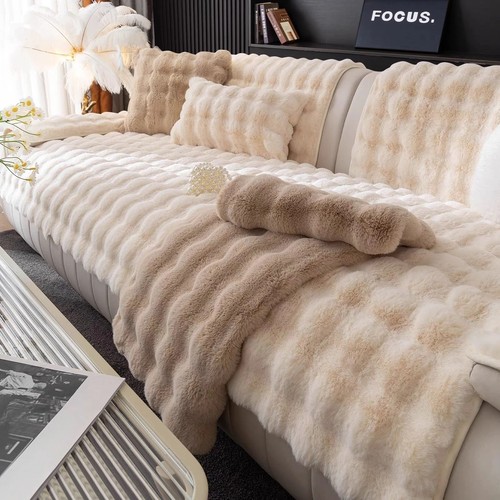 Thick faux fur sofa cover - faux,