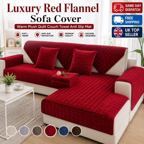 Luxury red flannel sofa cover - red,